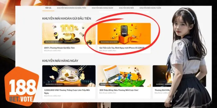Gửi Tiền Liền Tay, Rinh Ngay một iphone 15 128GB! 188Bet, xem ngay! Gửi Tiền Liền Tay, Rinh Ngay một iphone 15 128GB! 188Bet, xem ngay!
